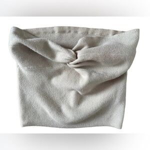 Cream Crop Knitted Front Knot Tube Top Size Large
